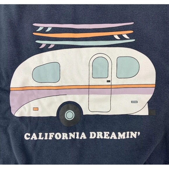 LE LIS Sweater Womens Large Blue White California Dreamin Spell Out Sweatshirt - Picture 3 of 10